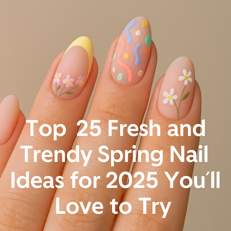 Trendy Spring Nails Ideas 2025 with floral pastel design